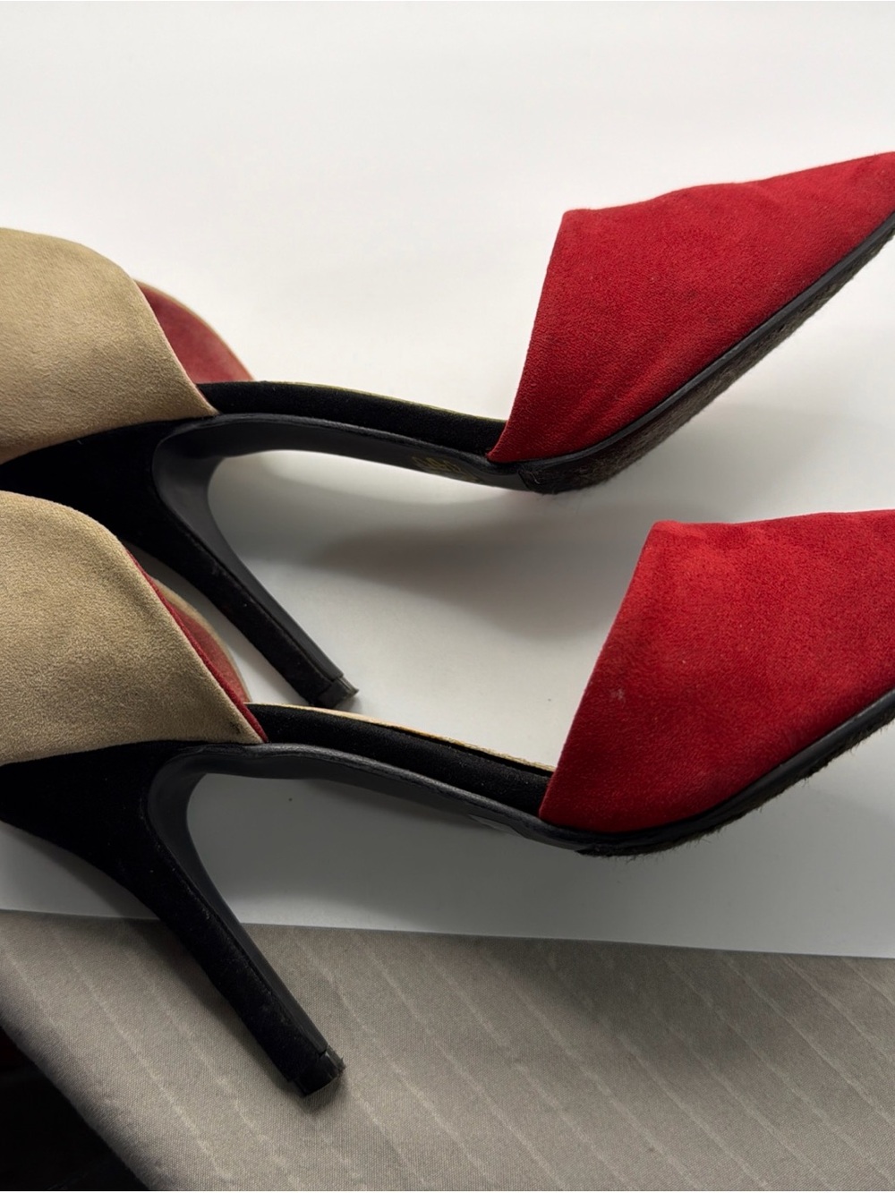 Chinese Laundry D'Orsay Suede Slip On Pumps Size 7 Red,tan Black - Picture 6 of 8